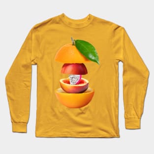 Orange Peach Dragon Fruit Gifts Vegetarian Long Sleeve T-Shirt